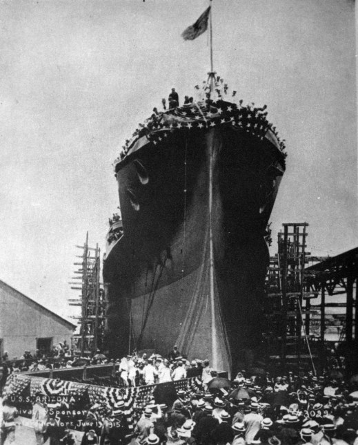 Launch of USS Arizona (BB-39) UA 476.12