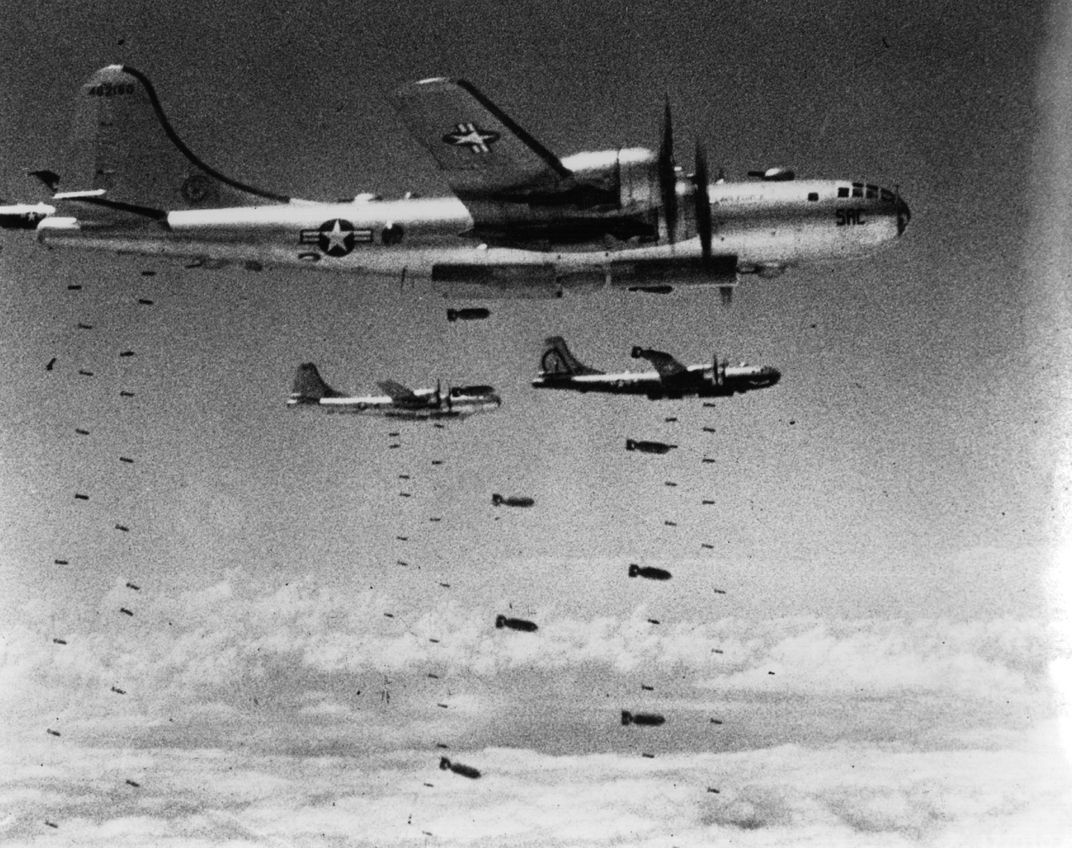 B-29s dropping bombs, Korea